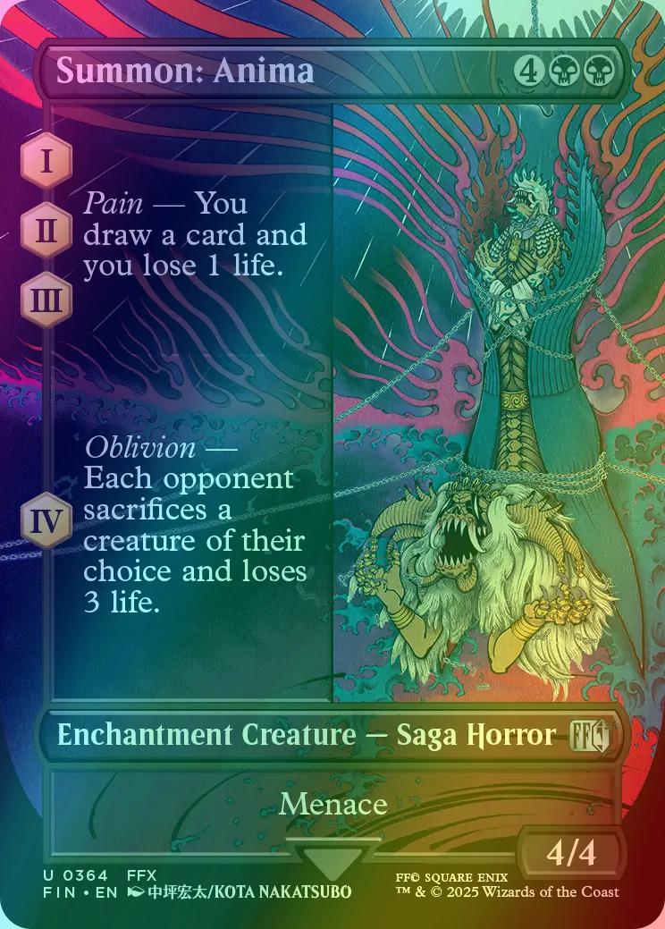 anima mtg final fantasy Magic The Gathering - Universes Beyond - - Summon IV Oblivion Each opponent sacrifices a creature of their choice and loses 3 life Summon: Anima MTG Final Fantasy