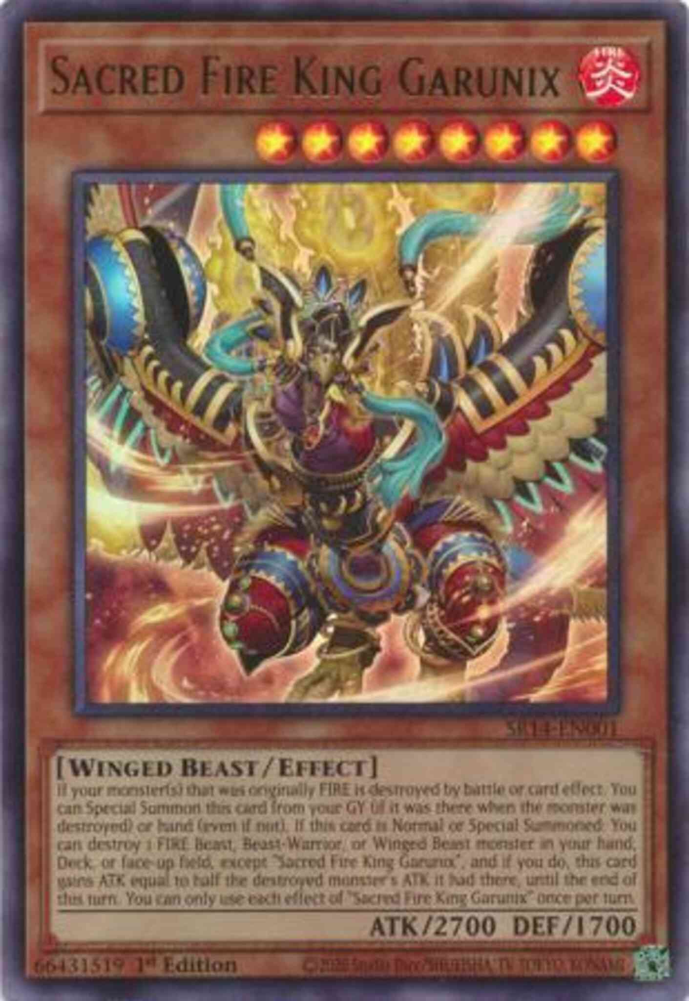 Sacred Fire King Garunix - SR14-EN001 - Ultra Rare - 1st Edition