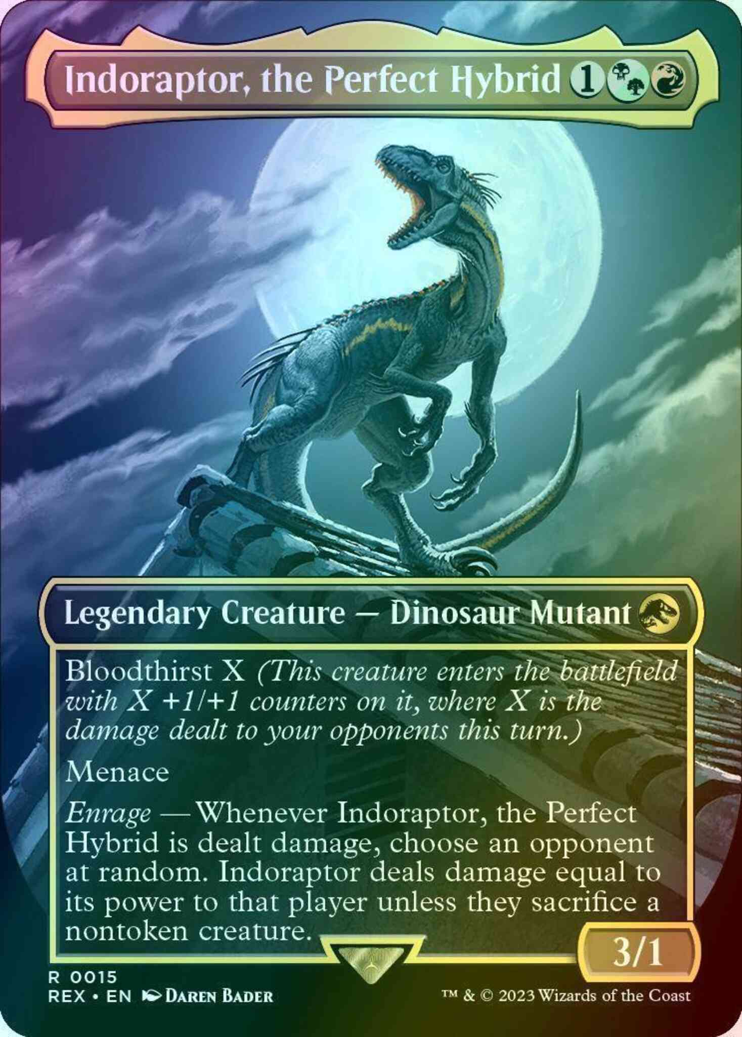 Indoraptor, the Perfect Hybrid [15] [Borderless] [Universes Beyond:  Jurassic World Collection] [Foil] – Face to Face Games