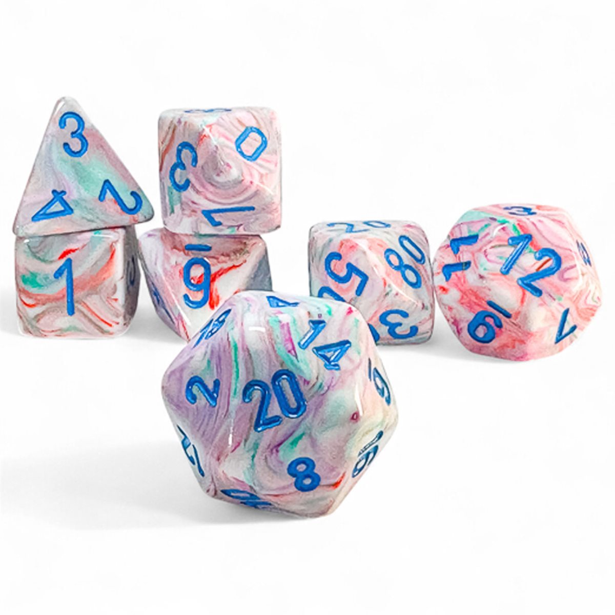 Chessex Festive Mega-Hedral Dice - Set of 7 - Pop Art/Blue