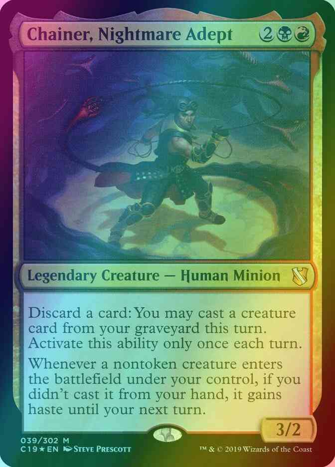 Magic: The Gathering - Chainer, Nightmare Adept (Esperto Di Incubi) - Commander 2019 - Carta Singola FOIL - 2