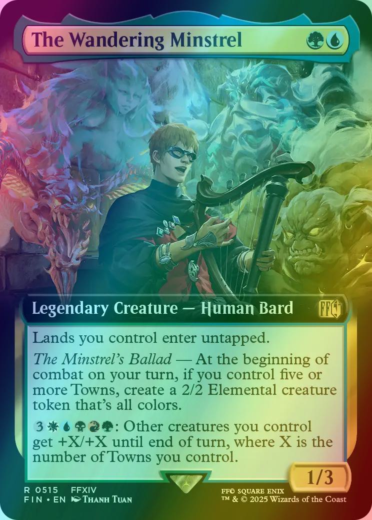 mtg final fantasy wandering minstrel The (Extended Art) (FINAL FANTASY) create a 2/2 Elemental creature token thats all colors. The Wandering Minstrel is the
