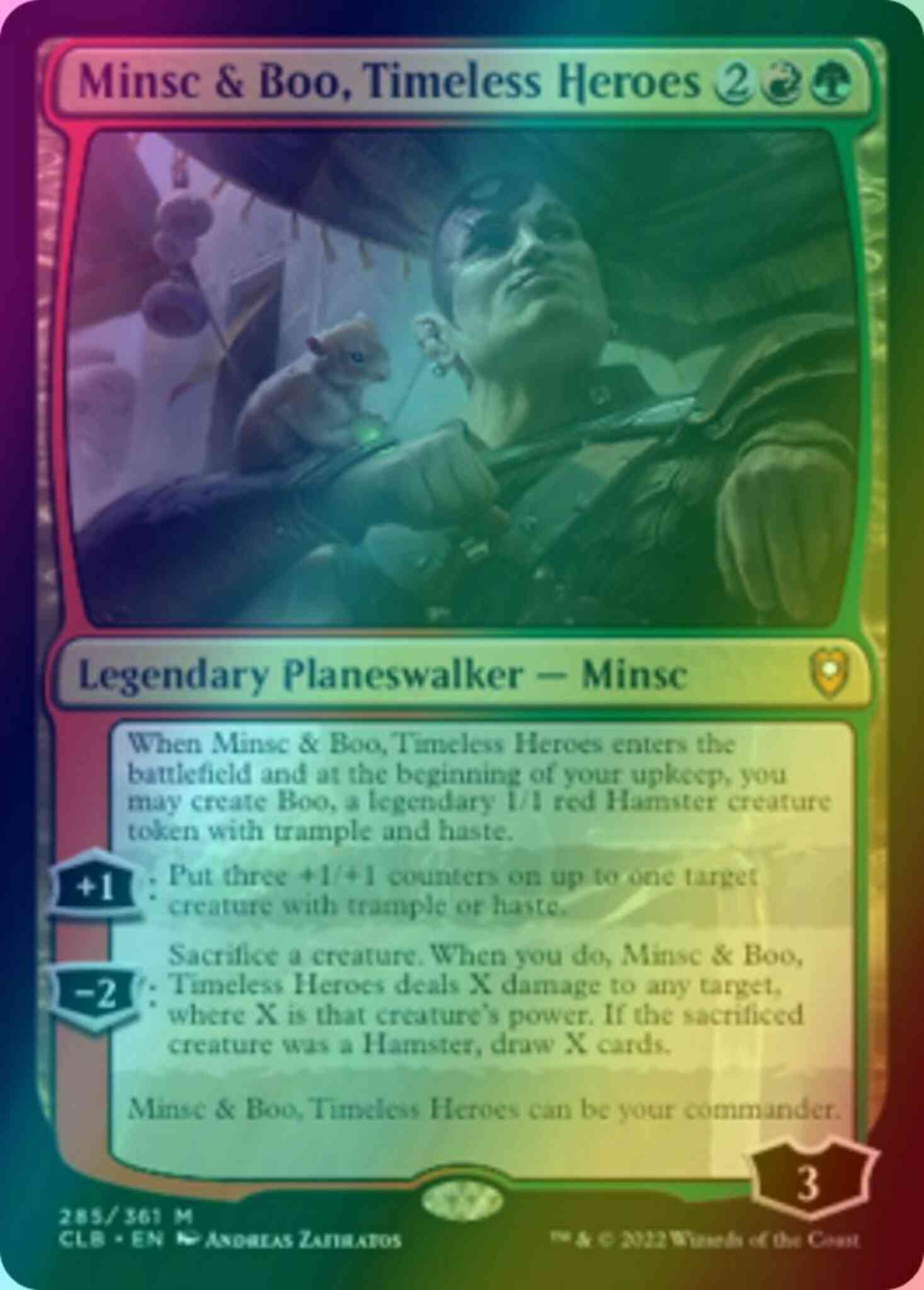 minsc mtg card & Boo, Timeless Heroes +1/+1 Counters Magic Custom Commander Deck 3/3 Illustrated by Phil Stone. MTG Minsc & Boo, Timeless