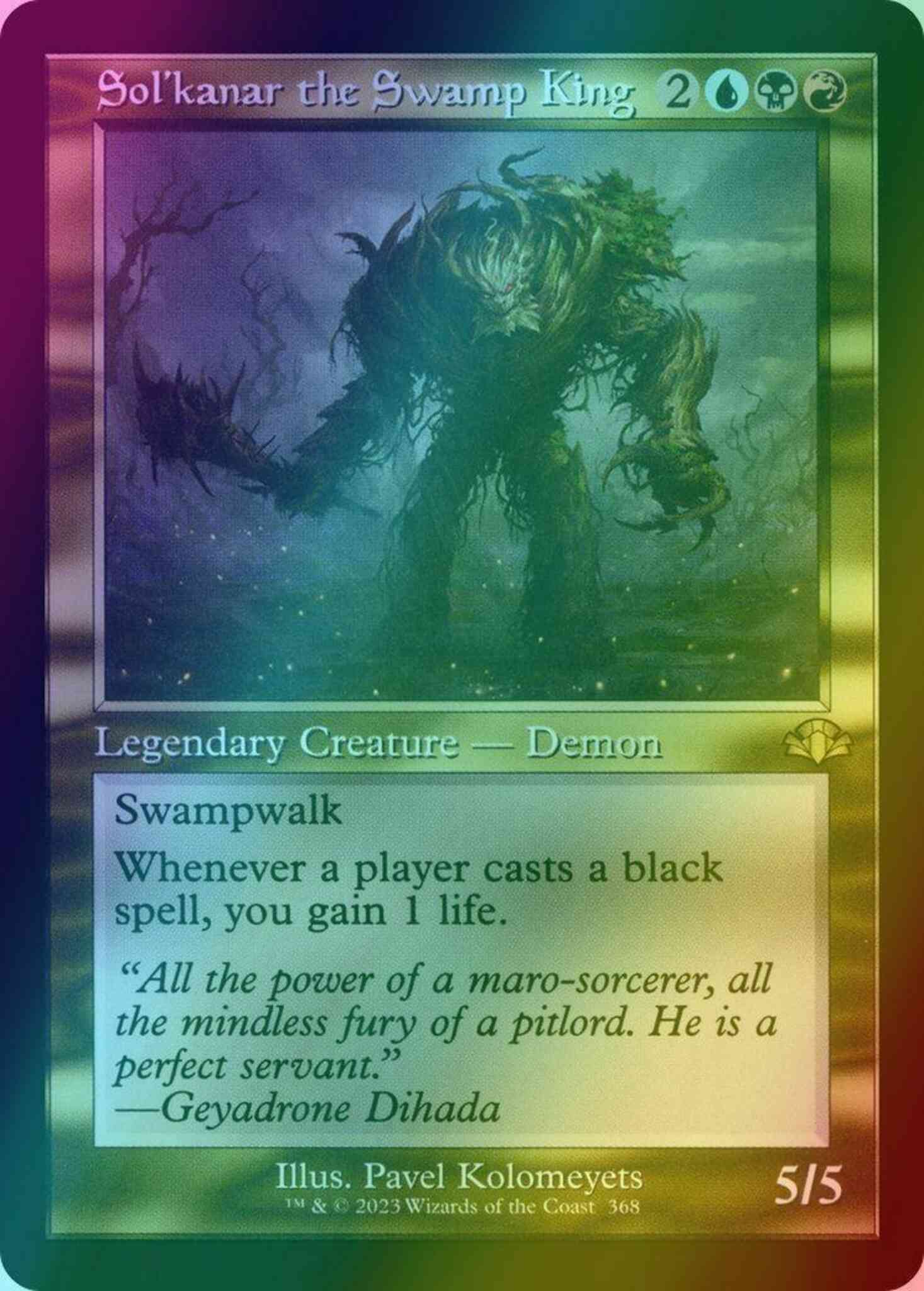 mtg swampwalk cards Sol'kanar the Swamp King [368] [Retro Frame] [Dominaria Remastered] [Foil]  – Face to Face Games