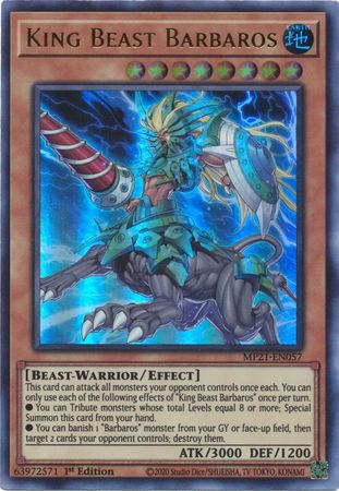 King Beast Barbaros - MP21-EN057 - Ultra Rare - 1st Edition