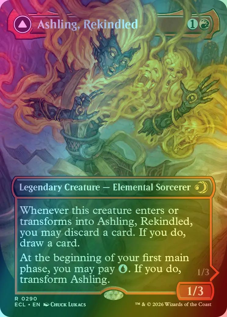 Ashling, Rekindled // Ashling, Rimebound [290] [Borderless] [Lorwyn  Eclipsed] [Foil] – Face to Face Games