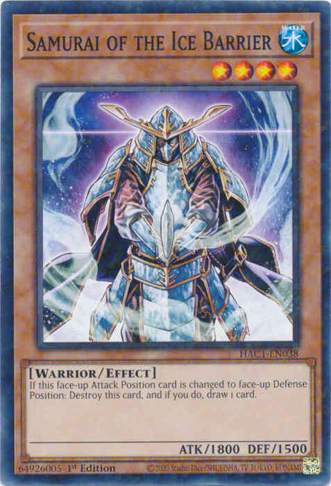 Samurai of the Ice Barrier - HAC1-EN038 - Duel Terminal Normal Parallel Rare - 1st Edition