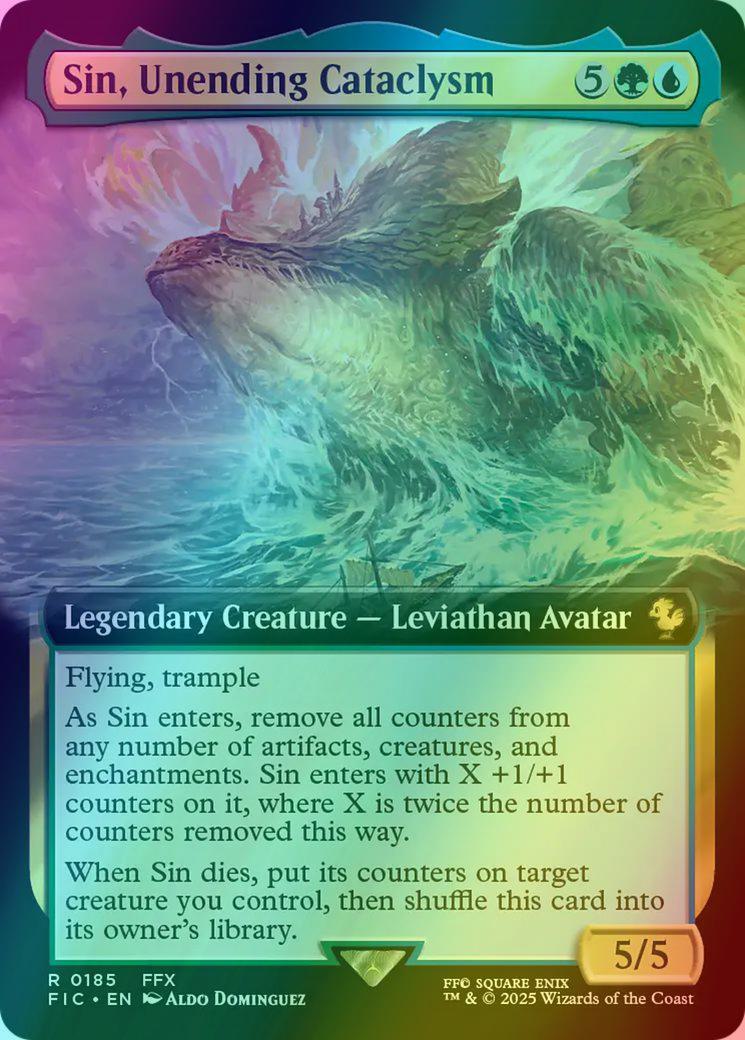 sin mtg card Sin, Unending Cataclysm [185] [Extended Art] [FINAL FANTASY: Commander]  [Foil] – Face to Face Games