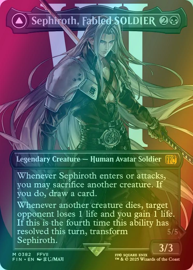 Sephiroth, Fabled SOLDIER // Sephiroth, One-Winged Angel [382] [Borderless] [Character] [FINAL FANTASY] [Foil] – Face to Face Games