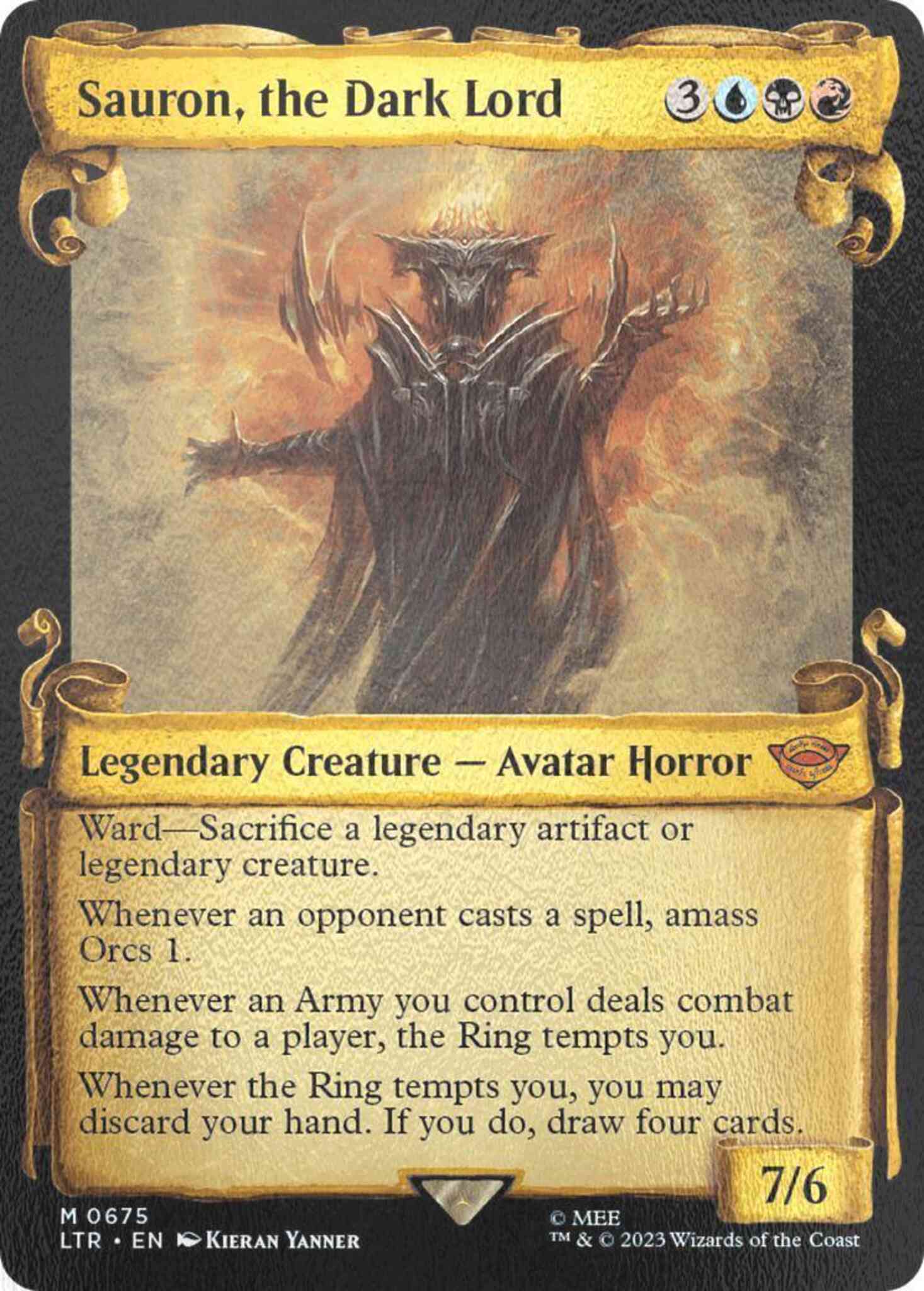 mtg sauron cards Sauron, the Dark Lord [675] [Scrolls Showcase] [The Lord of the Rings: Tales of Middle-earth] [Silver Foil] – Face to Face Games Quality You Can Trust ≫ MTG Nine Lives Deck Name:Animated Army (Red/Green) LORCANA - THE FIRST CHAPTER