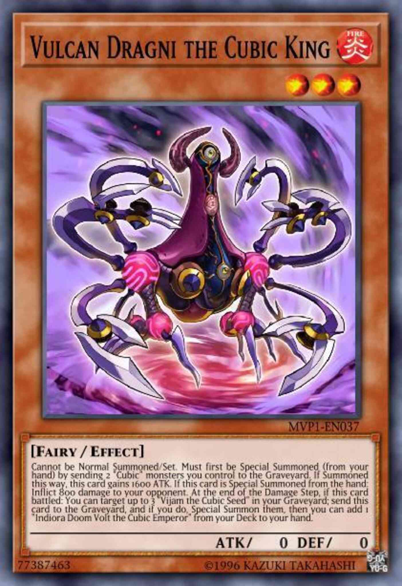 Vulcan Dragni the Cubic King - MVP1-EN037 - Ultra Rare - 1st Edition