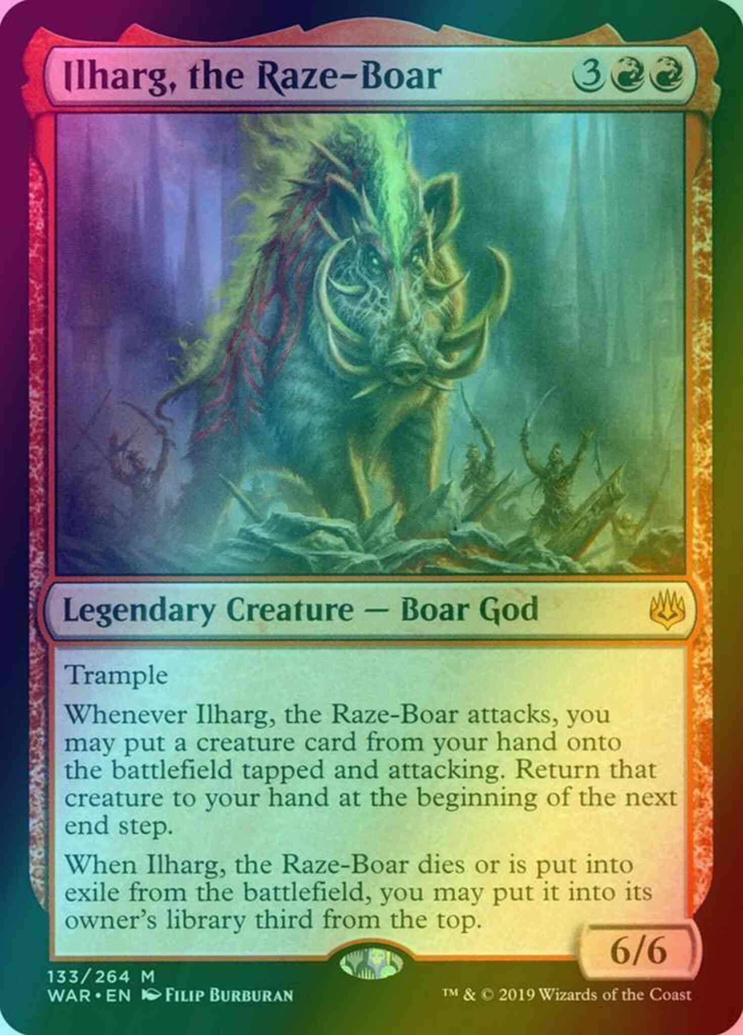 mtg boar cards Ilharg, the Raze-Boar [133] [War of the Spark] [Foil] – Face to Face Games
