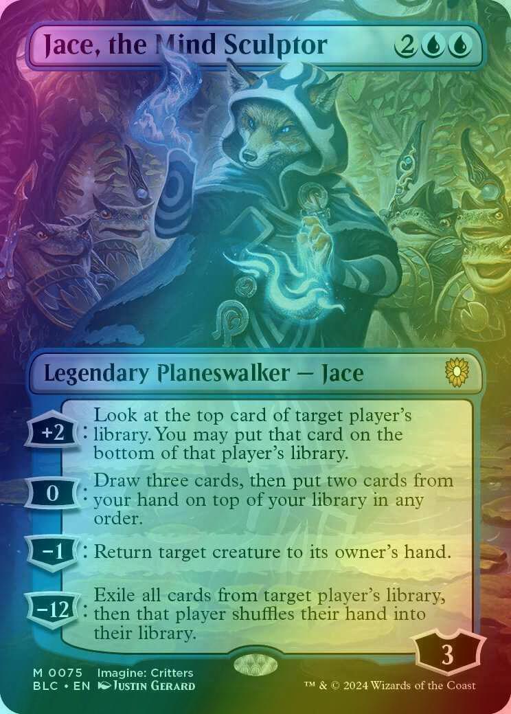 Jace, the Mind Sculptor [75] [Borderless] [Imagine: Critters] [Bloomburrow:  Commander] [Foil] – Face to Face Games