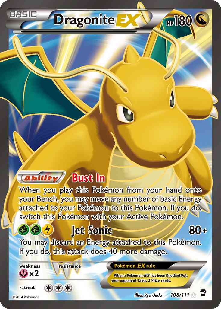 golden dragonite pokemon card Dragonite-EX - 108/111