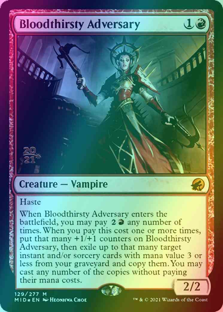 Bloodthirsty Adversary [Prerelease] [129s] [Innistrad: Midnight Hunt  Promos] [Foil] – Face to Face Games
