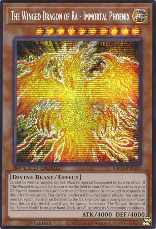The Winged Dragon of Ra - Immortal Phoenix - SBC2-END02 - Prismatic Secret Rare - 1st Edition