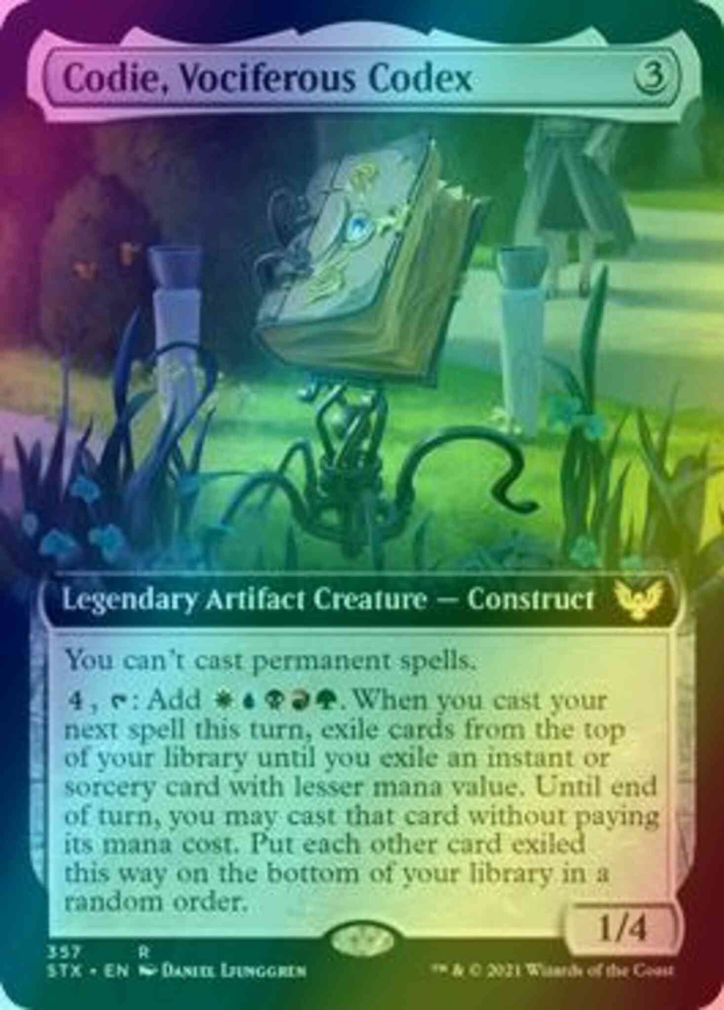 mtg card codex Codie, Vociferous Codex [357] [Extended Art] [Strixhaven: School of Mages]  [Foil] – Face to Face Games