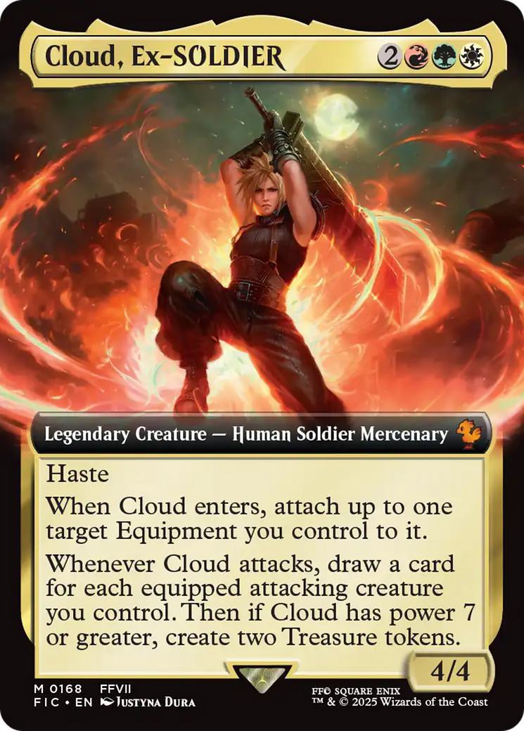 元ソルジャー、クラウド 拡張foil MTG Cloud, Ex-SOLDIER Cloud, Ex-SOLDIER [168] [Extended Art] [FINAL FANTASY: Commander