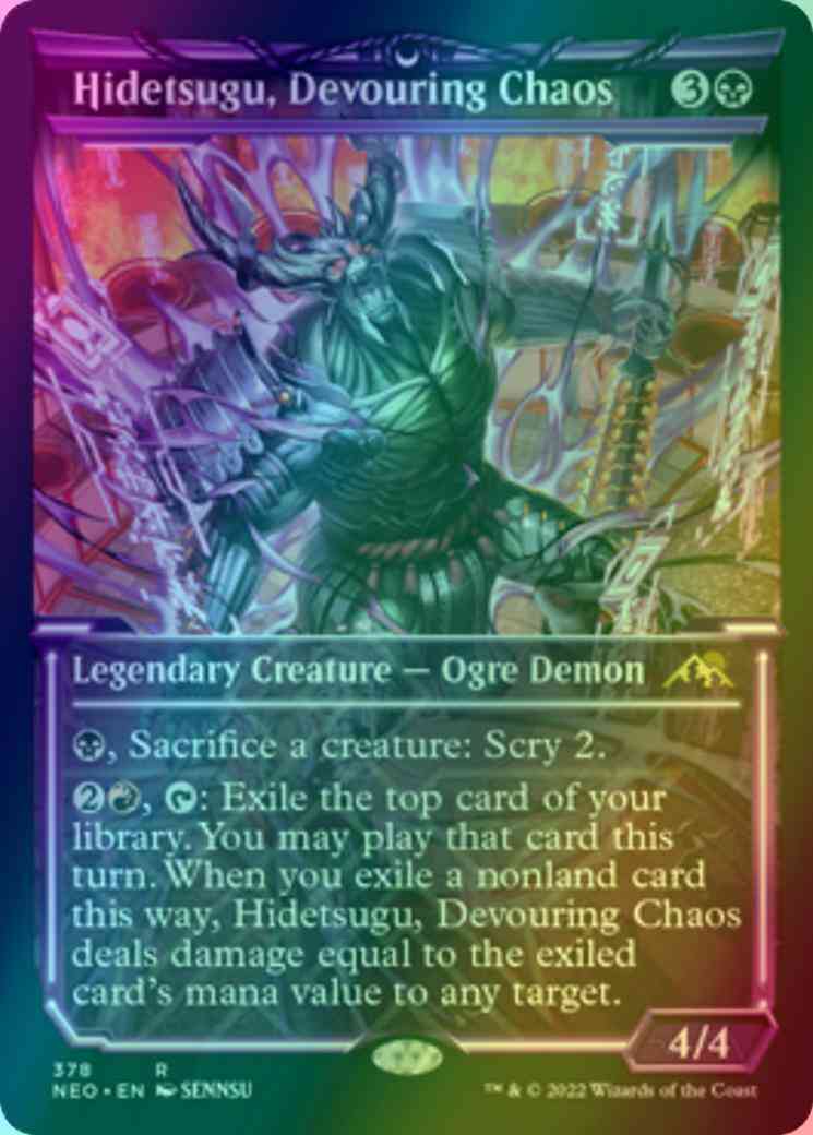 Magic The Gathering Card Magic: The Gathering - Hidetsugu, Devouring Chaos  (378) | Kamigawa: Neon Dynasty Showcase Rare | Black Legendary Ogre Demon  Neon Red