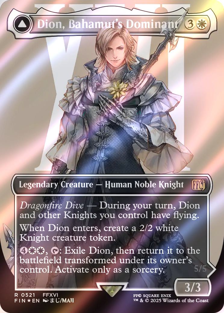 Dion, Bahamut's Dominant // Bahamut, Warden of Light [521] [Borderless]  [Character] [FINAL FANTASY] [Surge Foil] – Face to Face Games