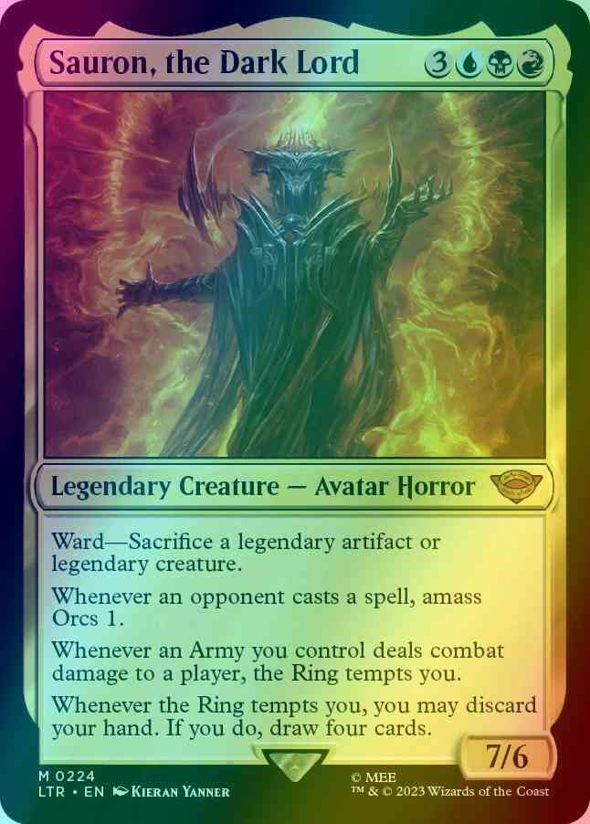 Best Cards MTG Sauron, The Dark Lord (Showcase Foil) - The Lord Of The Rings: Tales Of Middle-earth, Near Mint Lord Of The Rings Special Edition Mtg Best Cards MTG Sauron, The Dark Lord (Showcase Foil) - The Lord Of The Rings: Tales Of Middle-earth, Near Mint Lord Of The Rings Special Edition Mtg