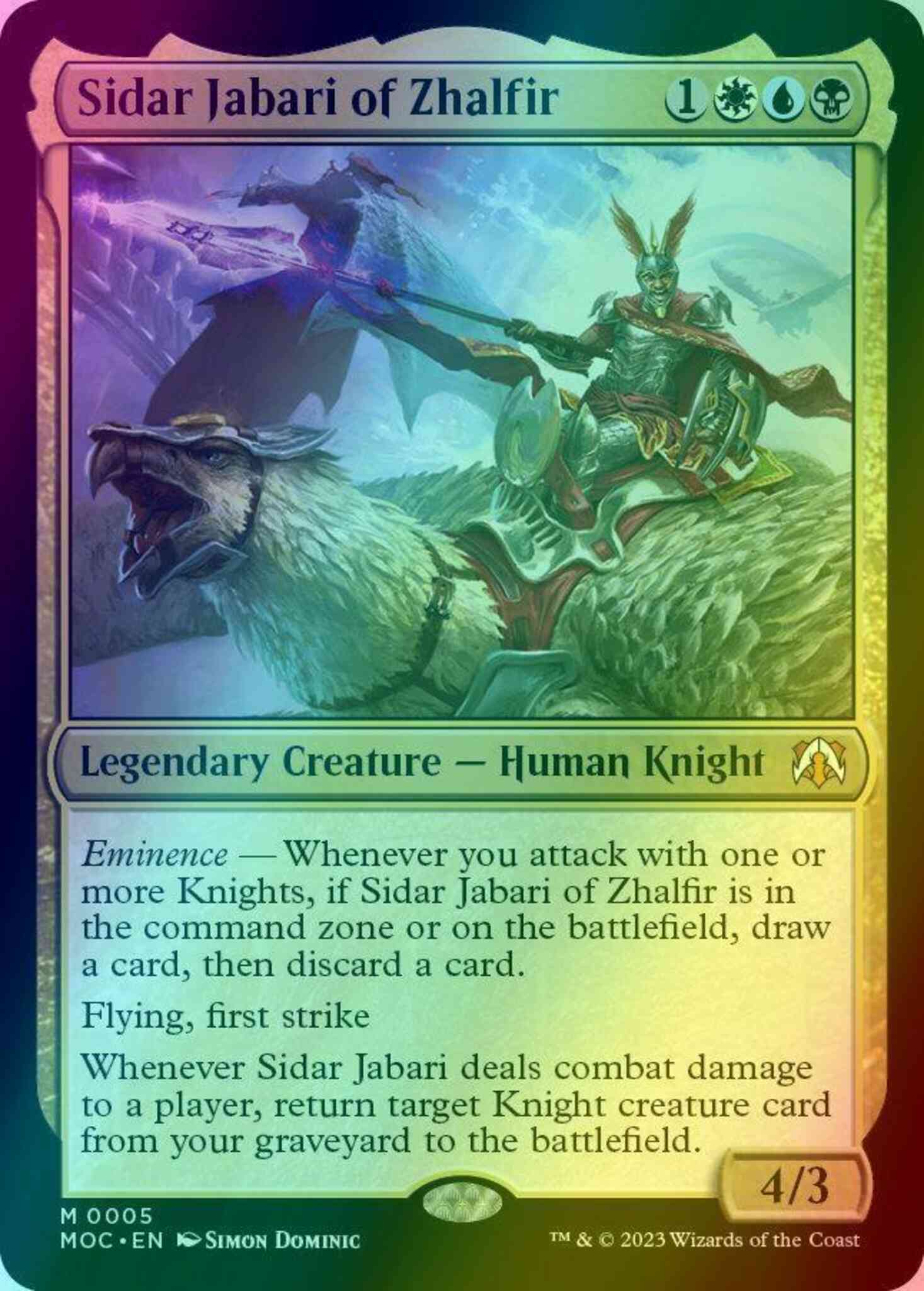 Sidar Jabari of Zhalfir [5] [March of the Machine: Commander] [Foil] – Face  to Face Games