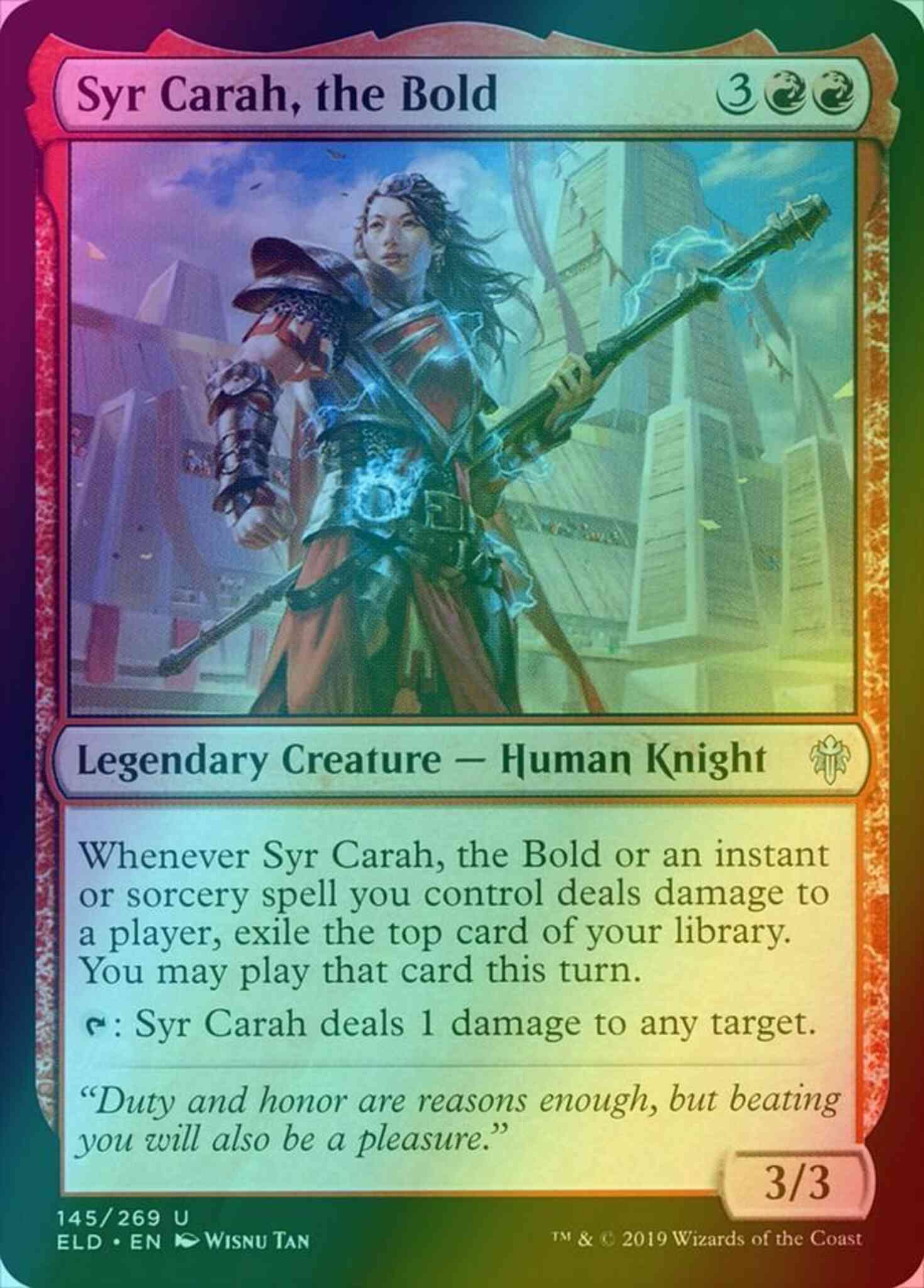 syr cards mtg Syr Carah, the Bold [145] [Throne of Eldraine] [Foil] – Face to Face Games