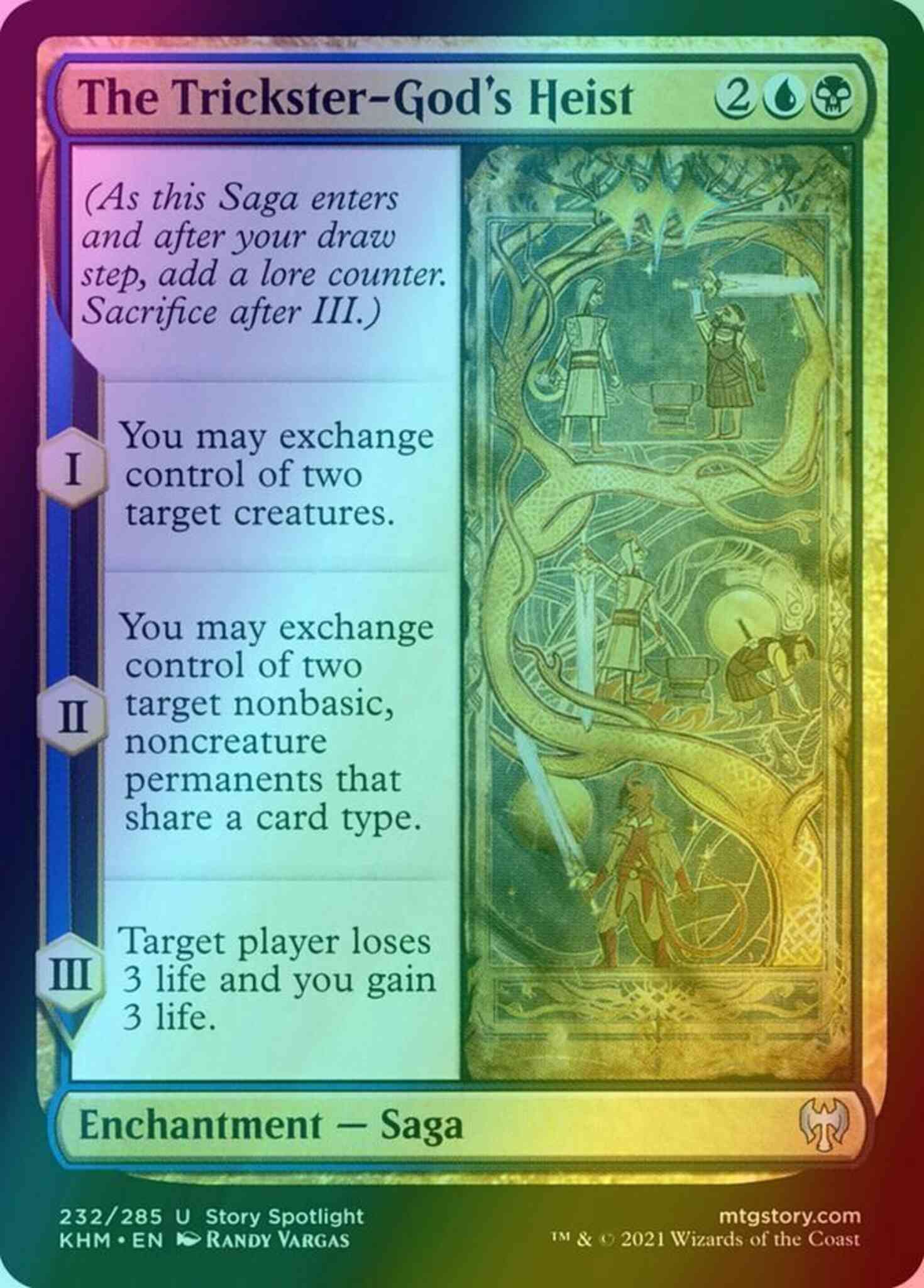 mtg dark cards The Trickster-God's Heist [232] [Kaldheim] [Foil] – Face to Face Games