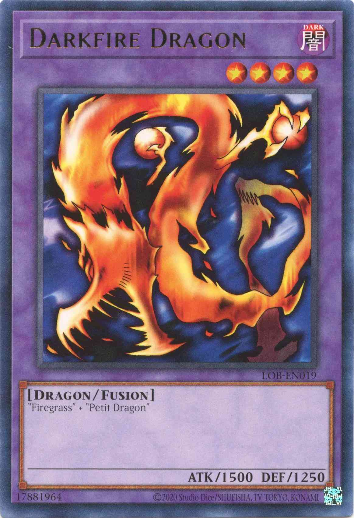 Darkfire Dragon - 25th Anniversary - LOB-EN019 - Rare - Unlimited