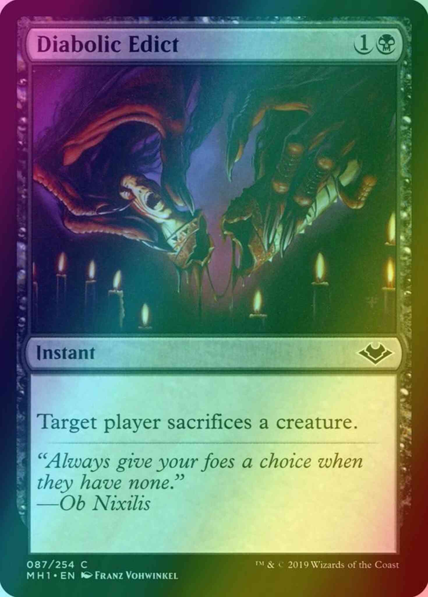 diabolic edict mtg card Magic The Gathering - Modern Horizons - Target player sacrifices a creature Diabolic Edict ($16.99) Price History