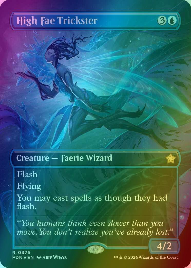 MTG ハイフェイのトリックスター 英語版 マナfoil FDN版 １枚 High Fae Trickster [375] [Borderless] [Foundations] [Mana Foil