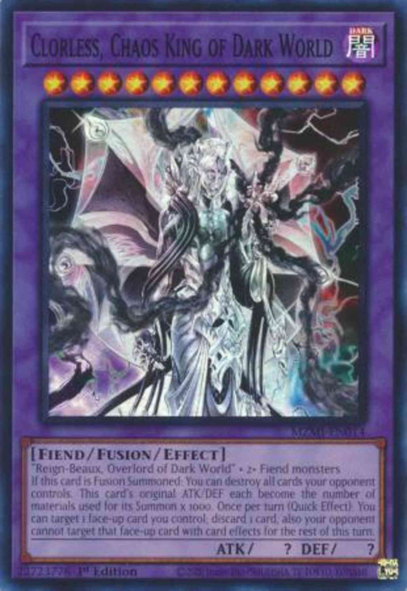 Clorless, Chaos King of Dark World - MZMI-EN014 - Super Rare - 1st Edition