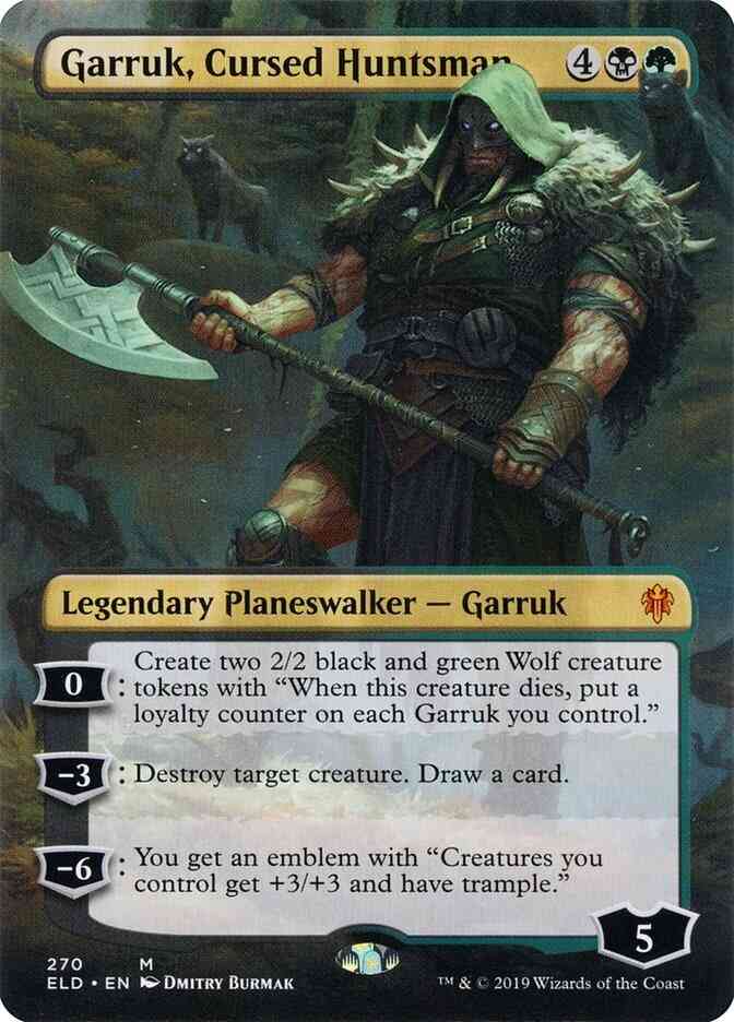 Garruk, Cursed Huntsman [270] [Borderless] [Throne of Eldraine] [Non-Foil]