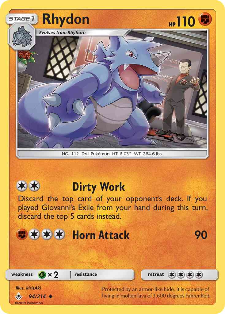 Rhydon - 94/214 - Uncommon [sm10-94] [Reverse Holo]