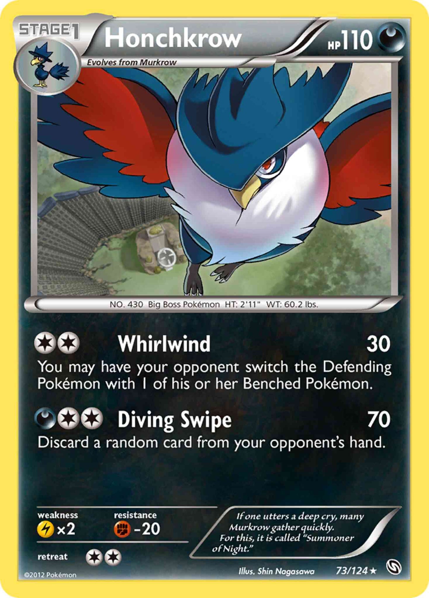 Honchkrow - 73/124 - Rare [bw6-73] [Reverse Holo]