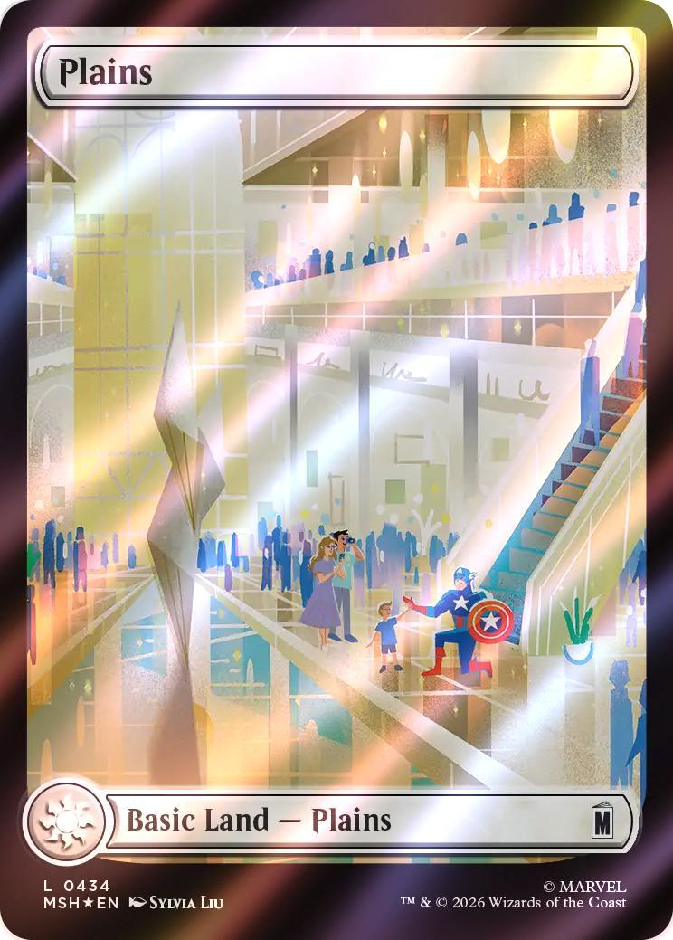 Plains [434] [Full Art] [City Calm] [Marvel Super Heroes] [Surge Foil]
