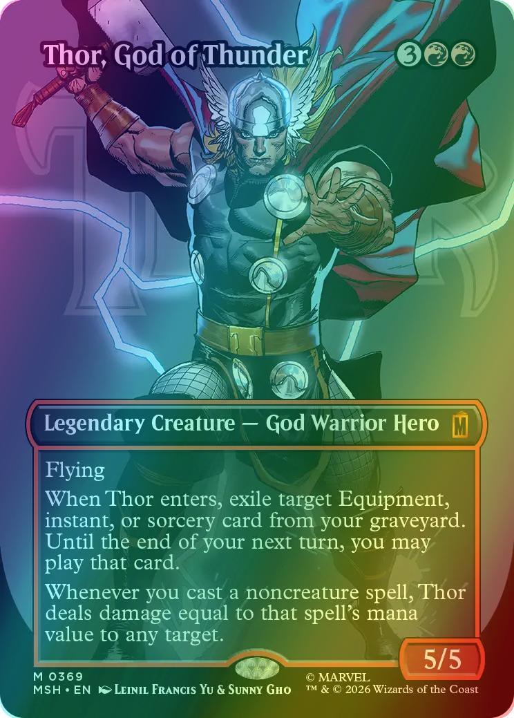 Thor, God of Thunder [369] [Borderless] [Logo] [Marvel Super Heroes] [Foil]