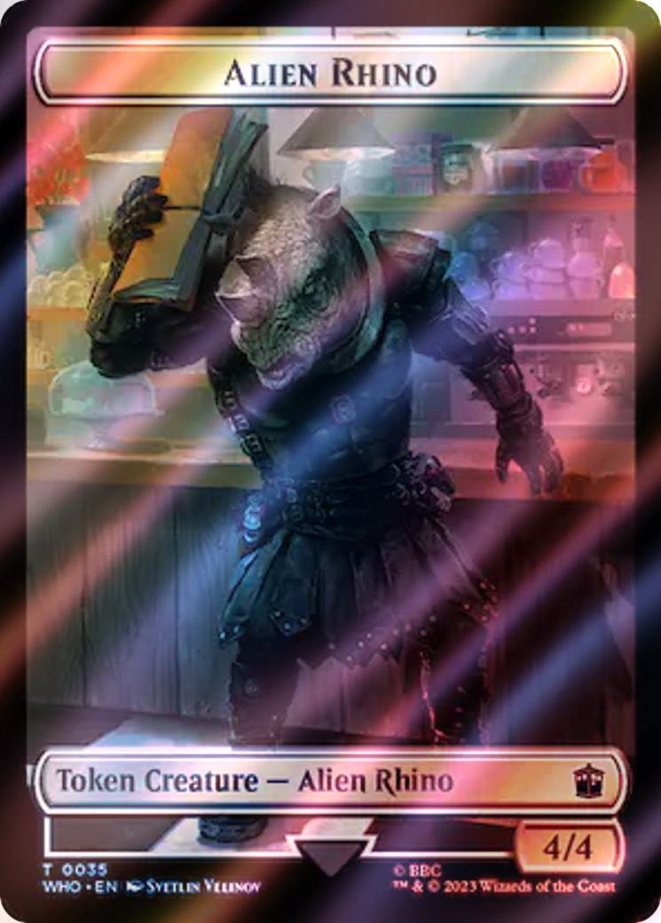 Alien Rhino Token (35) // Clue Token (54) [Universes Beyond: Doctor Who: Tokens] [Surge Foil]