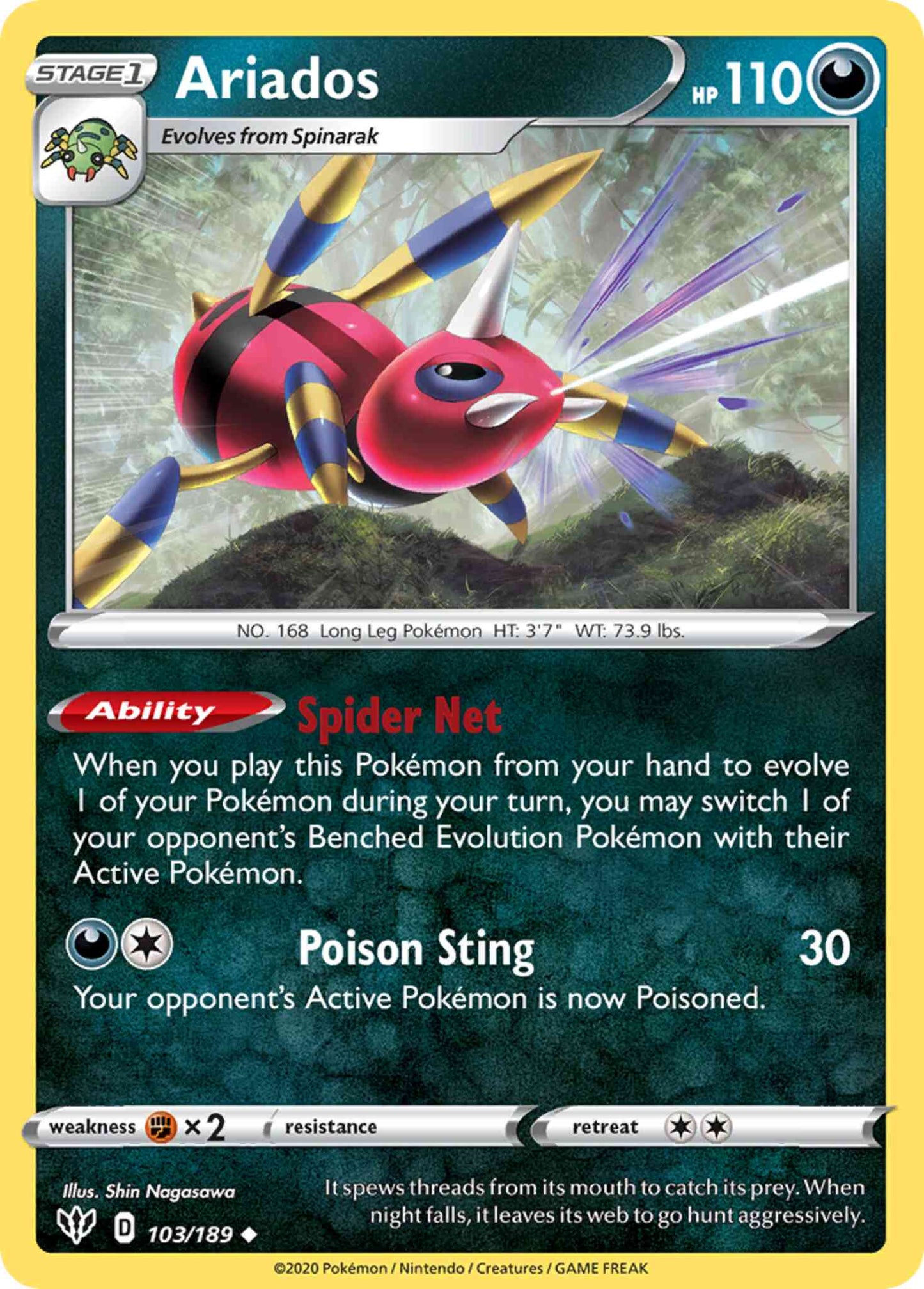 Ariados - 103/189 - Uncommon [swsh3-103] [Reverse Holo]