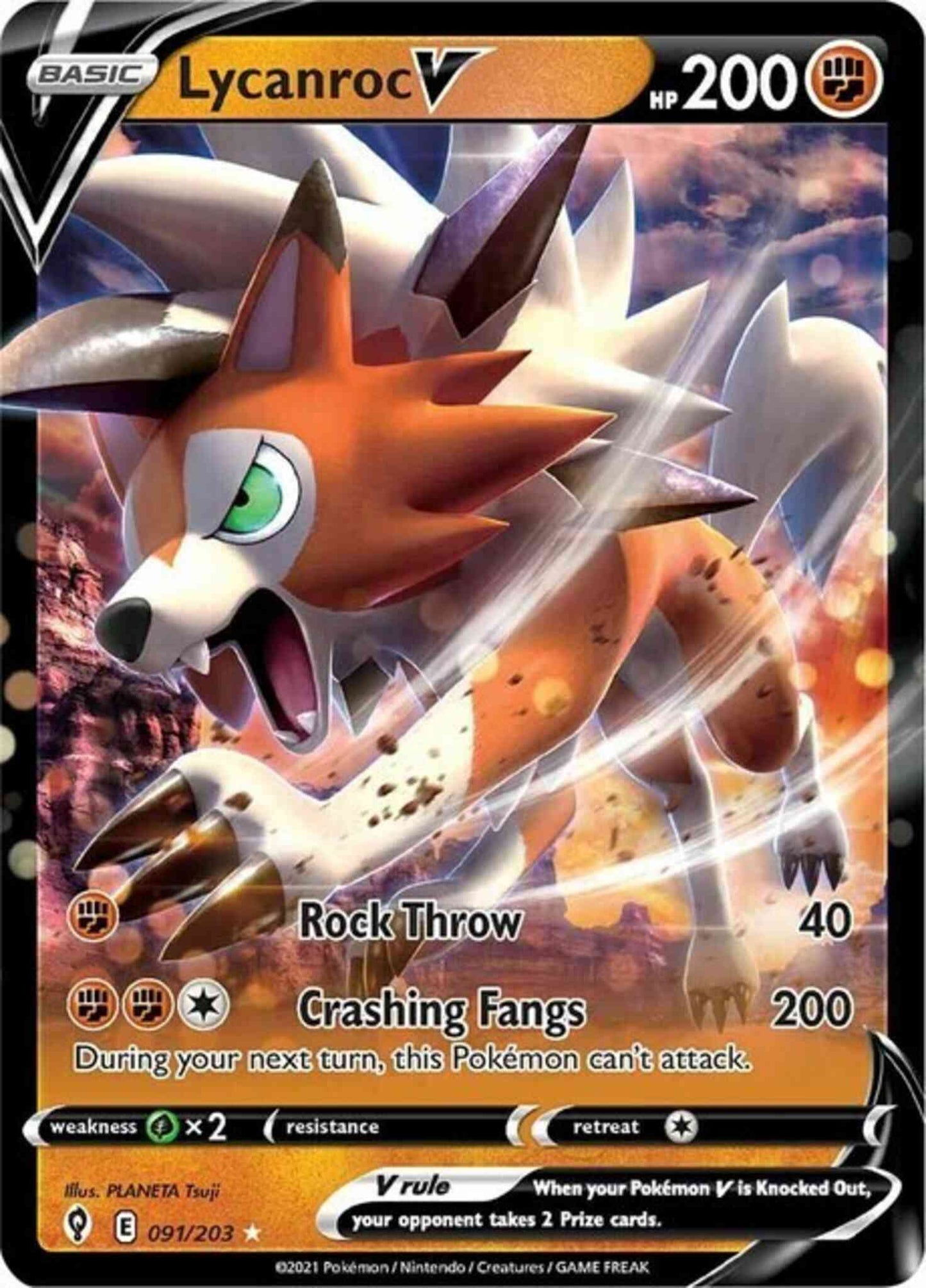 Lycanroc V - 091/203 - Rare Holo V [swsh7-091] [Ultra]