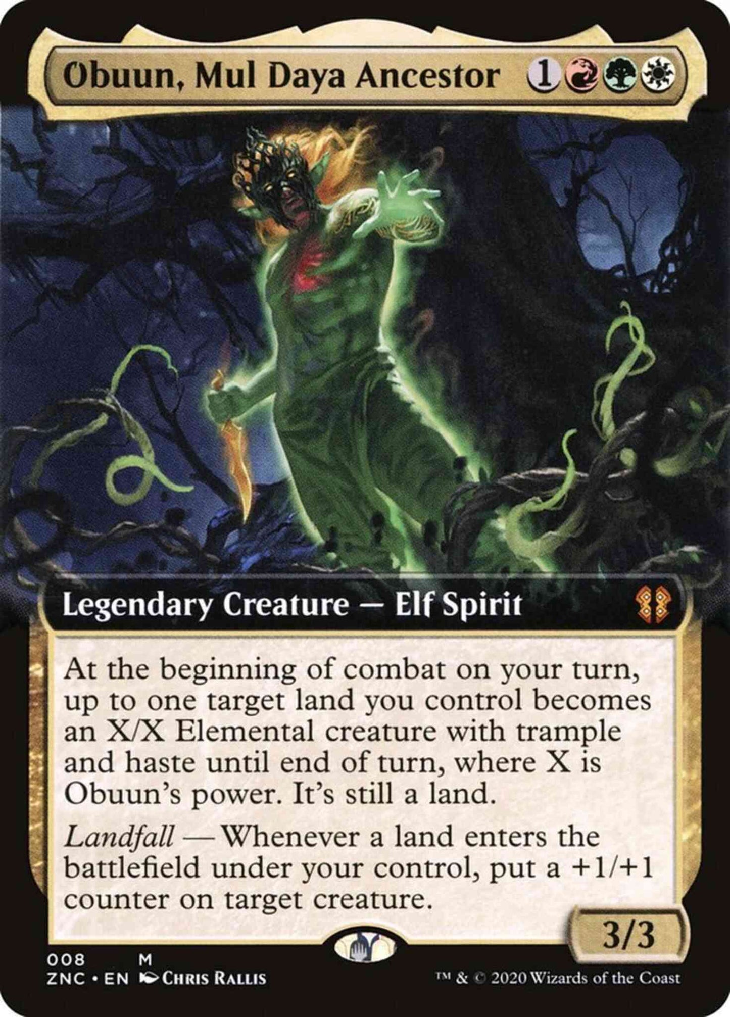 Obuun, Mul Daya Ancestor [8] [Extended Art] [Zendikar Rising Commander] [Non-Foil]