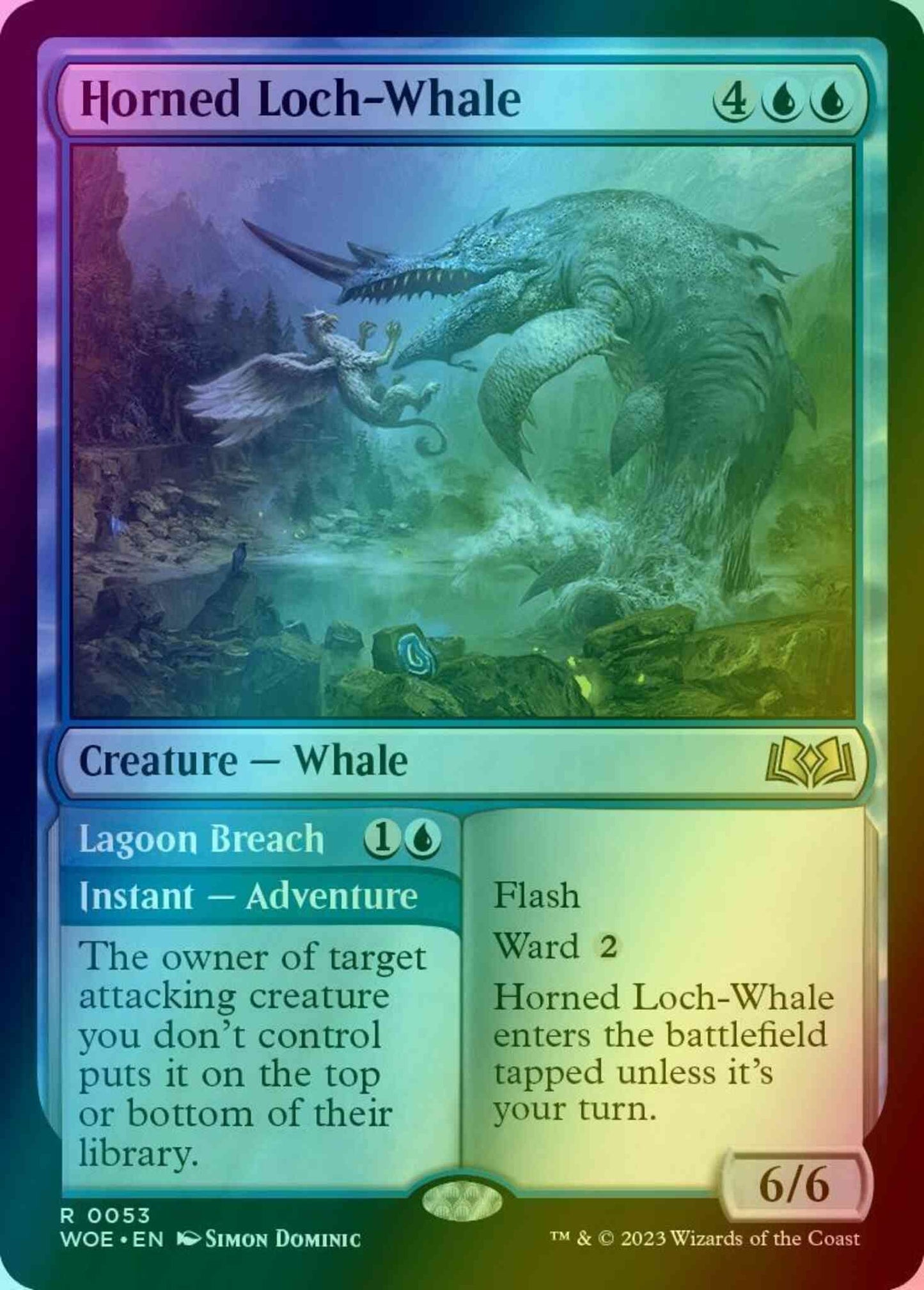 Horned Loch-Whale // Lagoon Breach [53] [Wilds of Eldraine] [Foil]