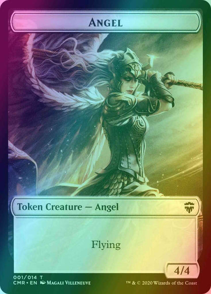 Angel Token (01) // Salamander Warrior Token (04) [Commander Legends Tokens] [Foil]