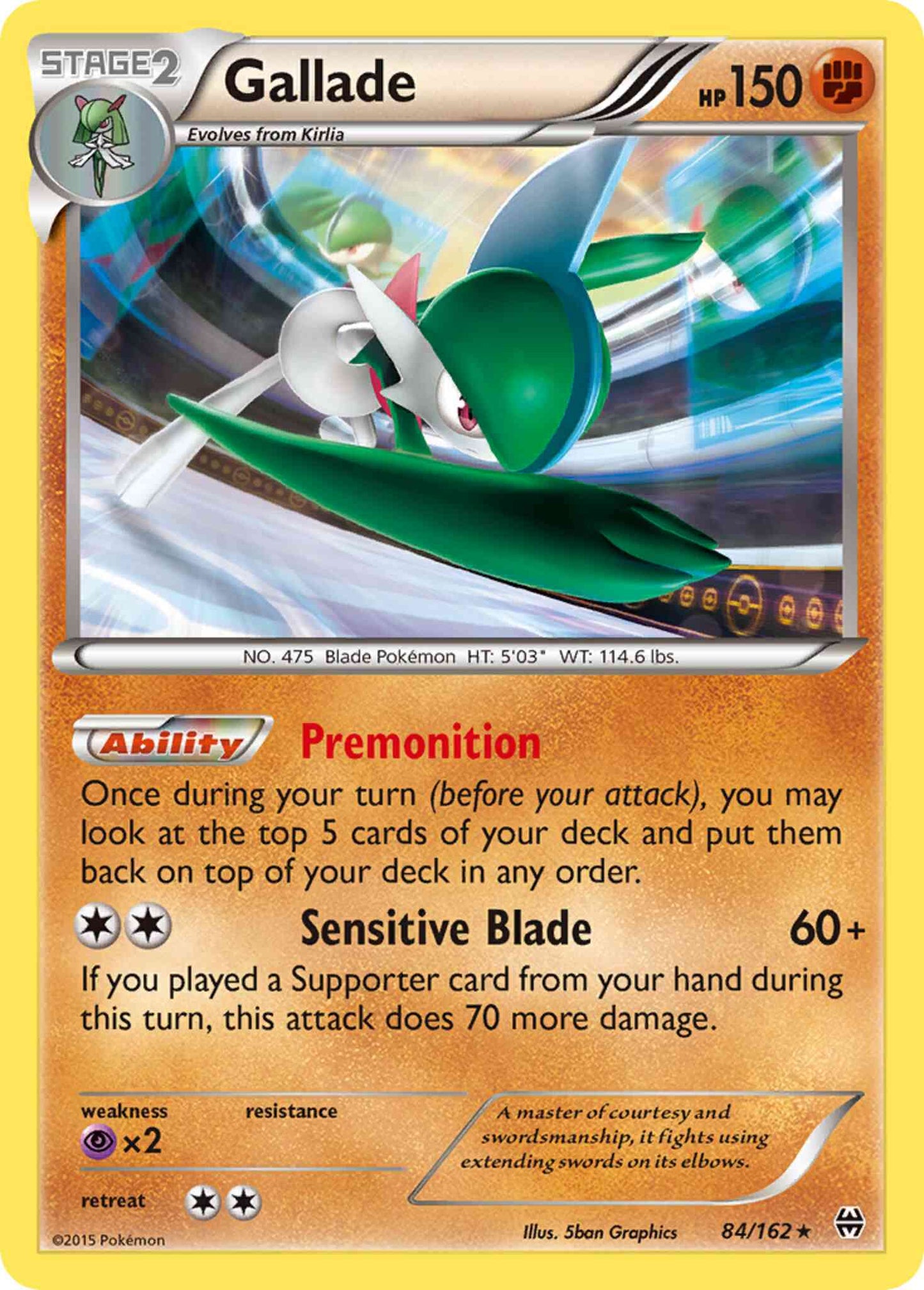 Gallade - 84/162 - Rare Holo [xy8-84] [Reverse Holo]