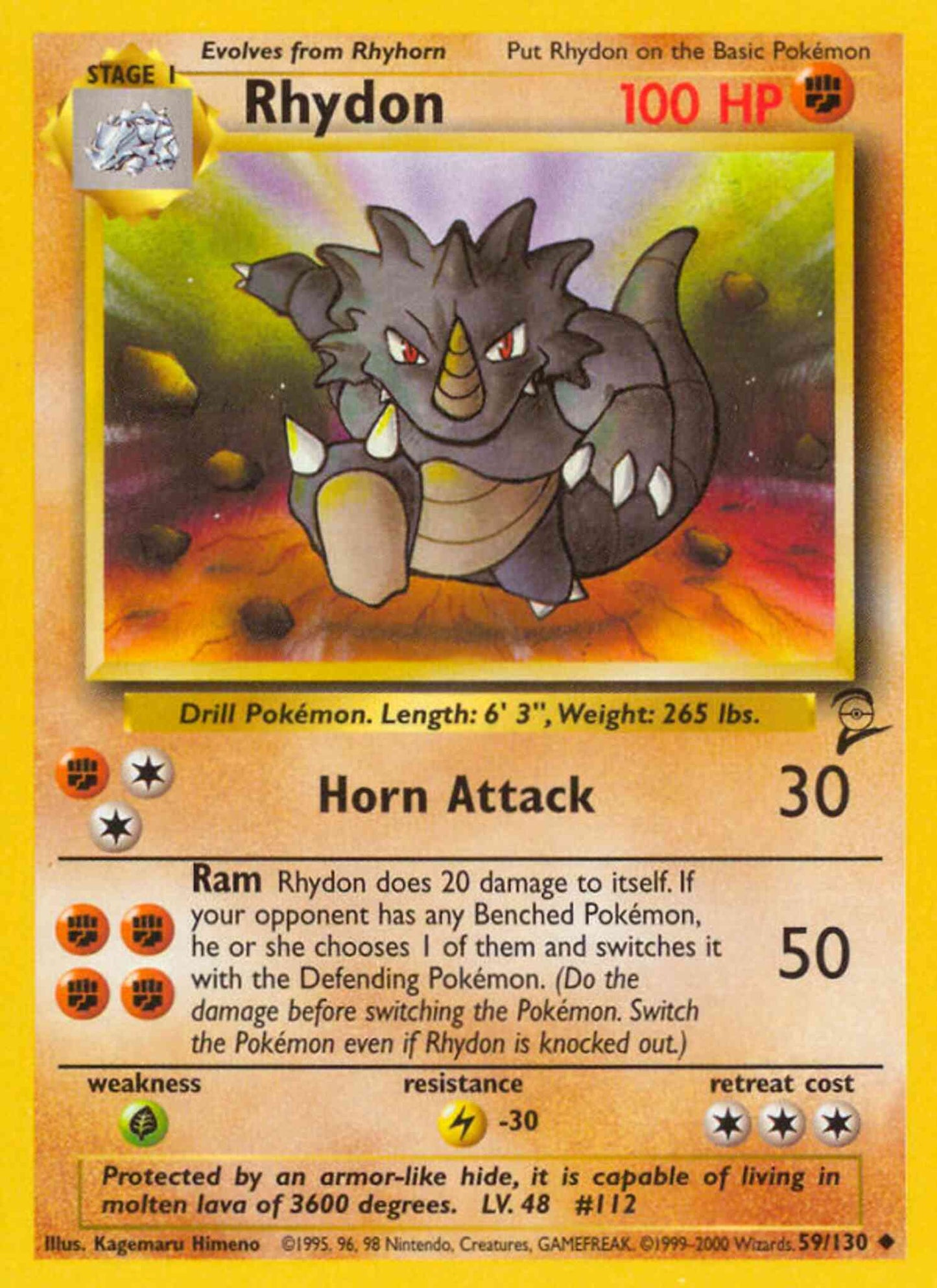 Rhydon - 59/130 - Uncommon [base4-59] [Non-Holo]