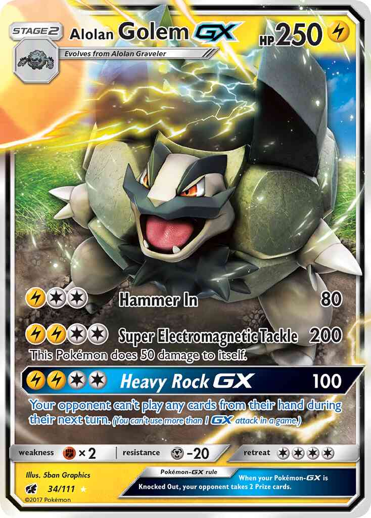 Alolan Golem-GX - 34/111 - Rare Holo GX [sm4-34] [Ultra]