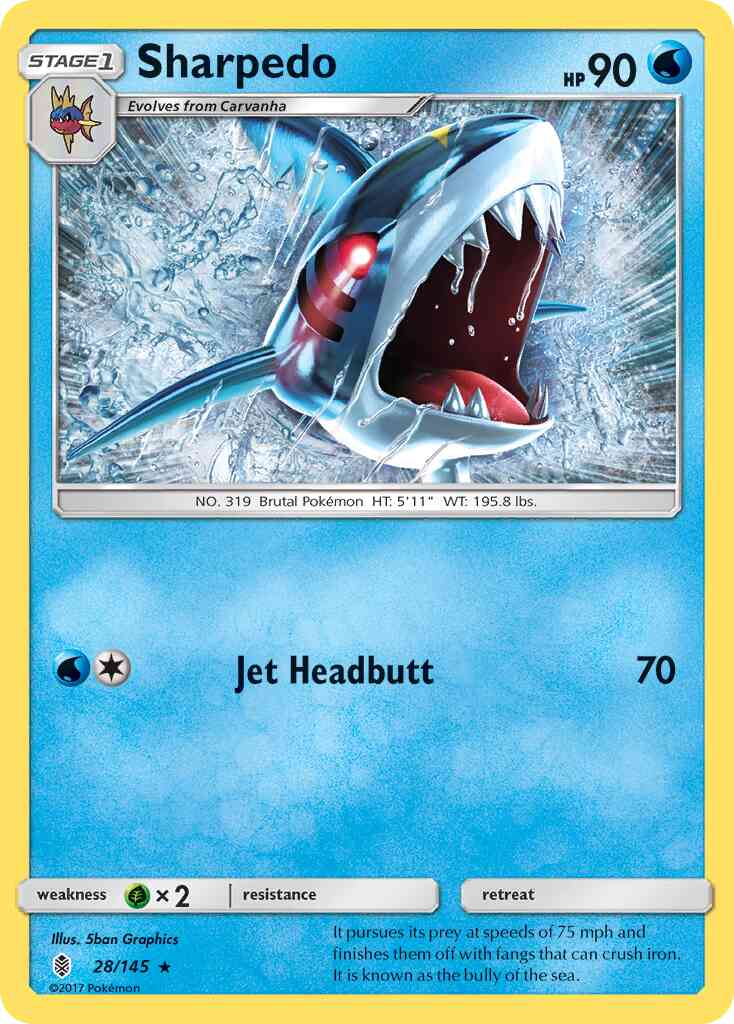 Sharpedo - 28/145 - Rare [sm2-28] [Reverse Holo]