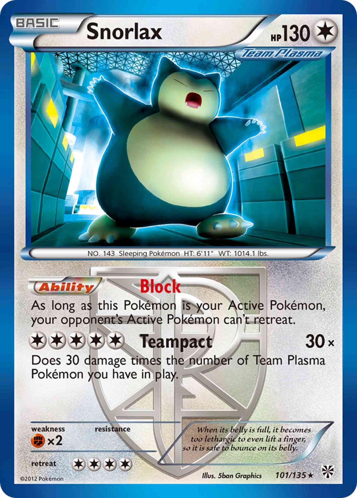 Snorlax - 101/135 - Rare [bw8-101] [Reverse Holo]