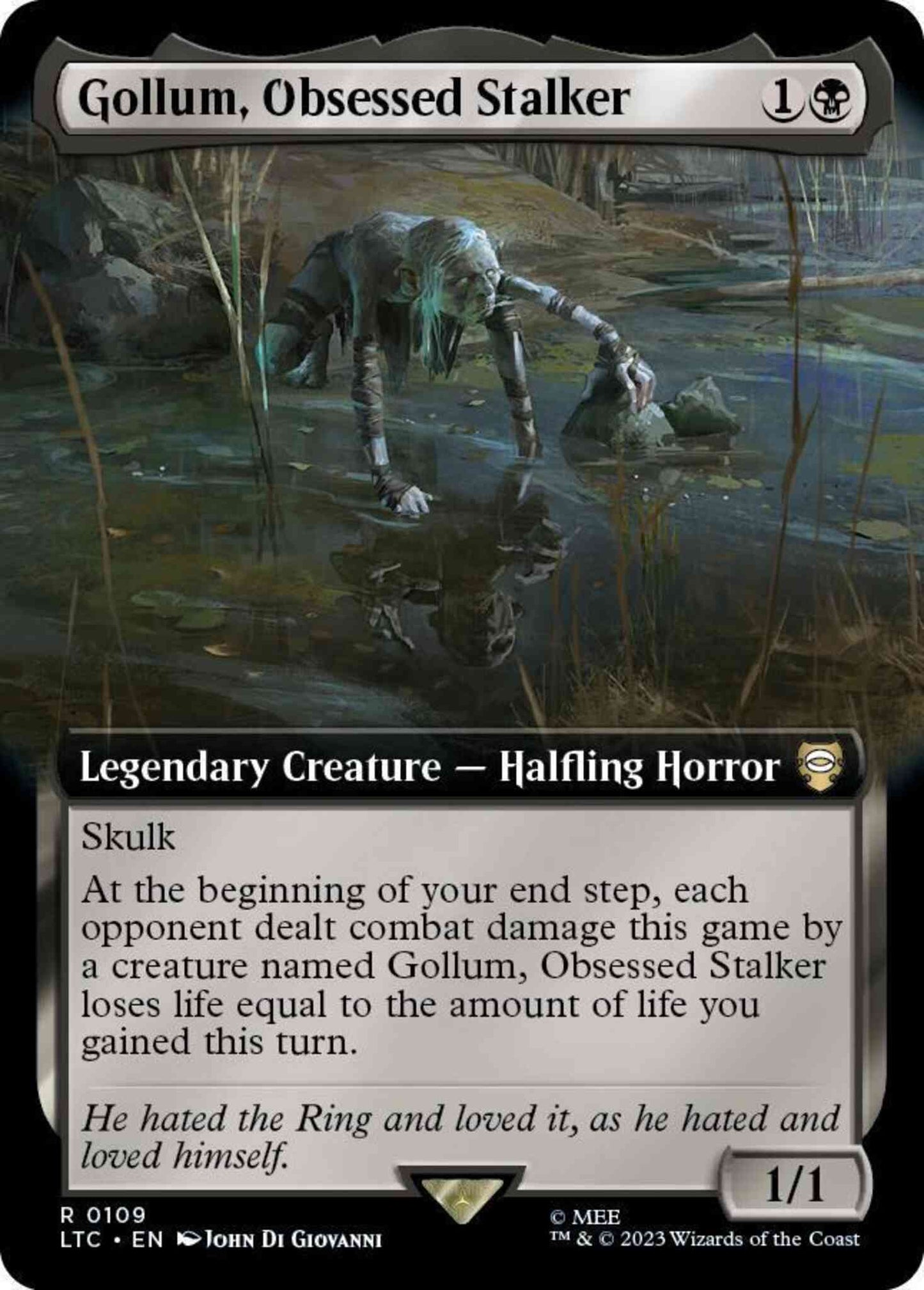 Gollum, Obsessed Stalker [109] [Extended Art] [The Lord of the Rings: Tales of Middle-earth: Commander] [Non-Foil]
