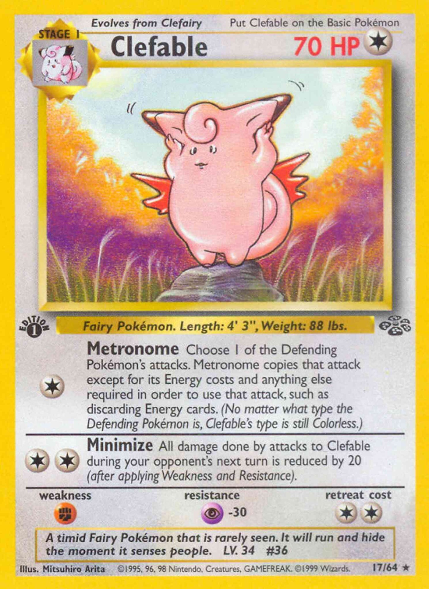 Clefable - 17/64 - Rare - 1st Edition [base2-17] [Non-Holo]